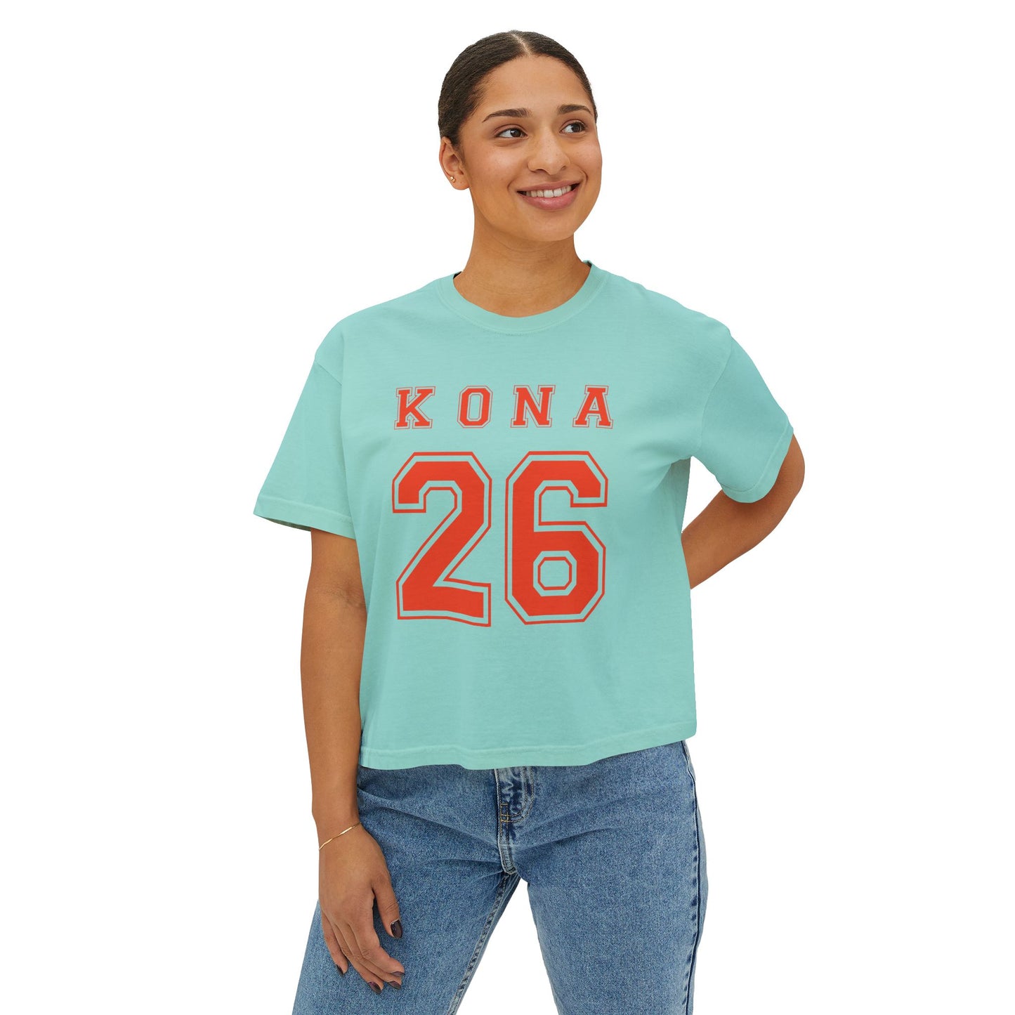 Kona 26 Boxy Tee – Retro Athletic Women's Crop T-Shirt